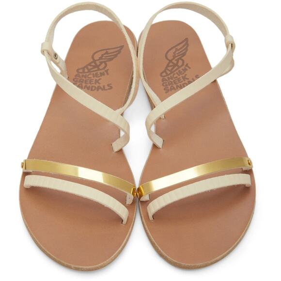 Ancient Greek Sandals Women's Goudi Sandals Off White/Gold Size 39 EU/ 9 US - Picture 1 of 15